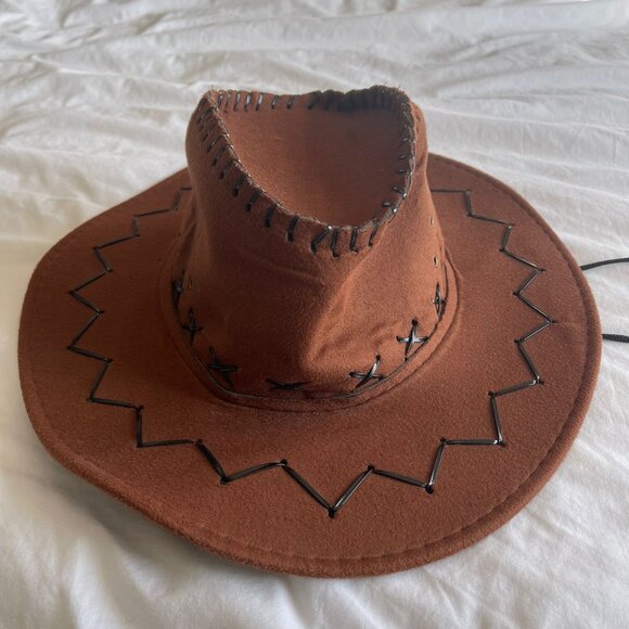Bundle It!Suede Fabric Cowboy Hat Retro Rancher Hat Wide Brim Hat Sun Protection - Picture 2 of 6